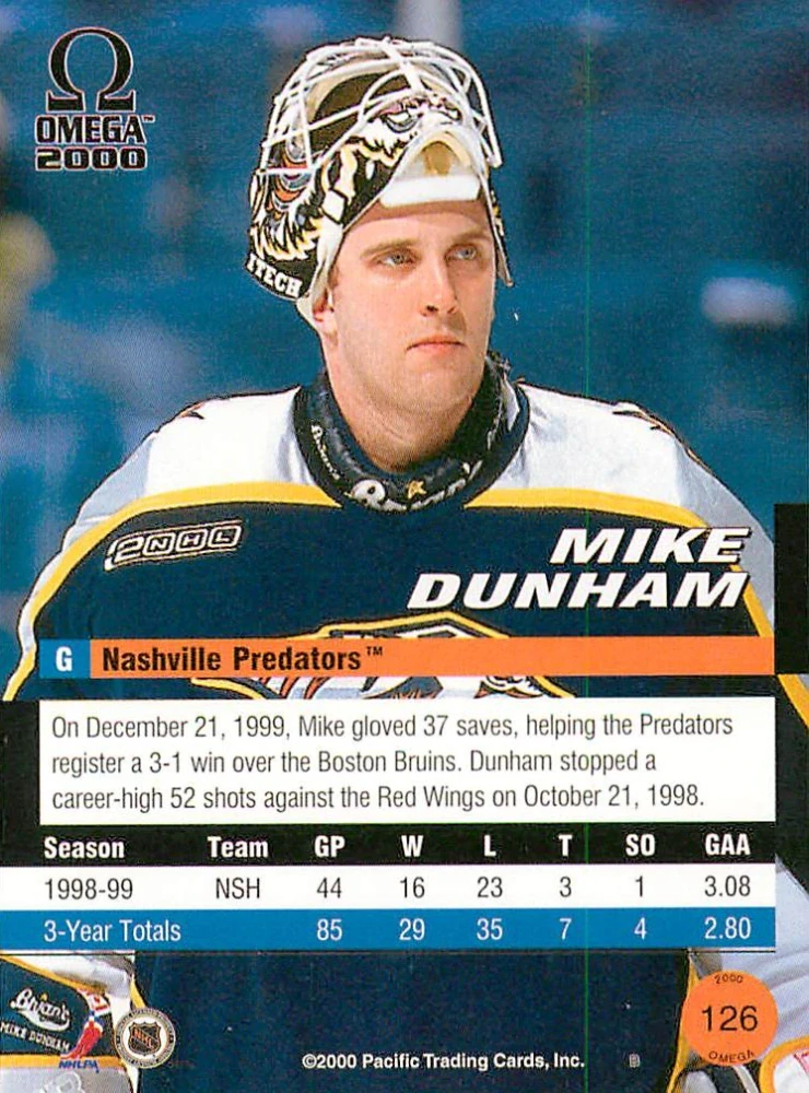 1999-00 Pacific Omega - Mike Dunham #126