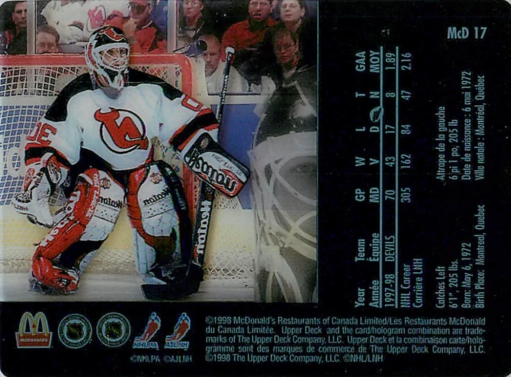 1998-99 UD McDonalds - Martin Brodeur - Ice #McD 17