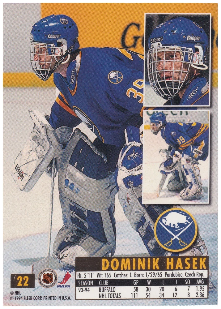 1994-95 Fleer Ultra - Dominik Hašek #22