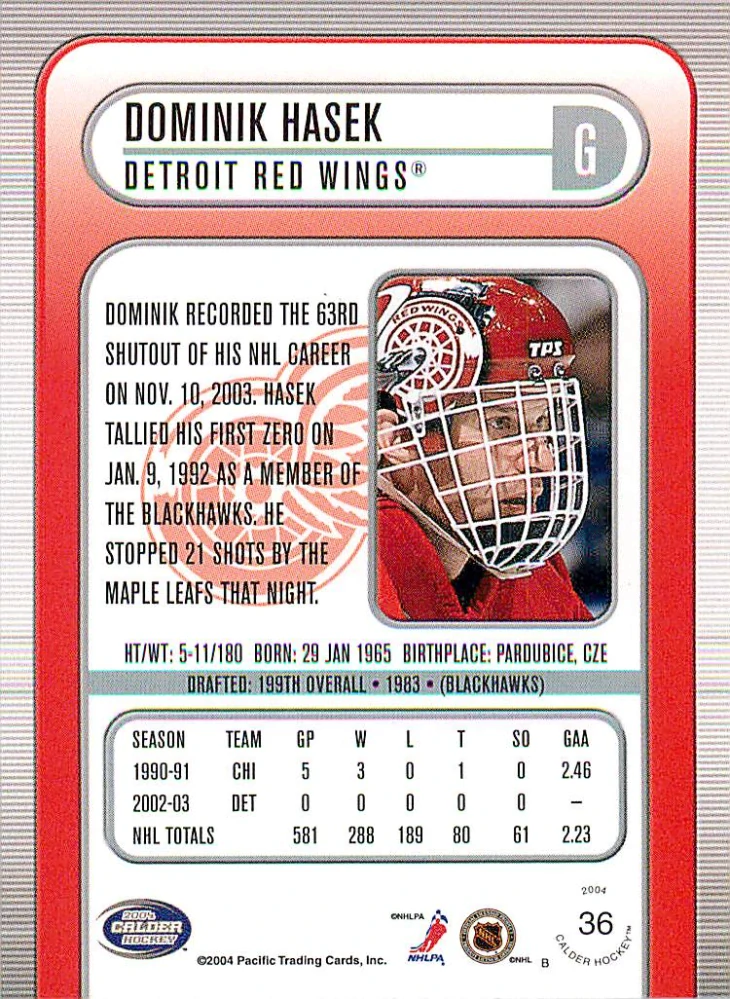 2003-04 Pacific Calder - Dominik Hašek #36
