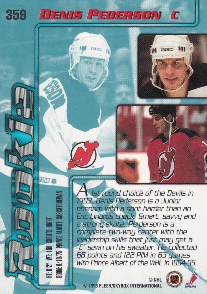 1995-96 Fleer Ultra Extra - Denis Pederson - Rookie #359