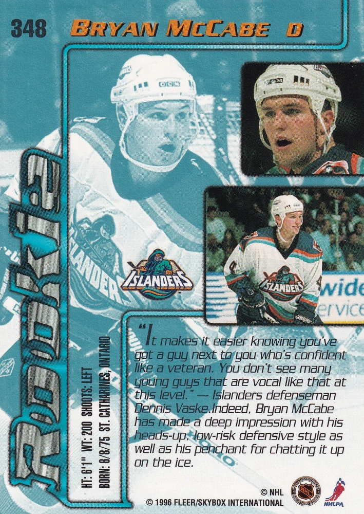 1995-96 Fleer Ultra Extra - Bryan McCabe - Rookie #348