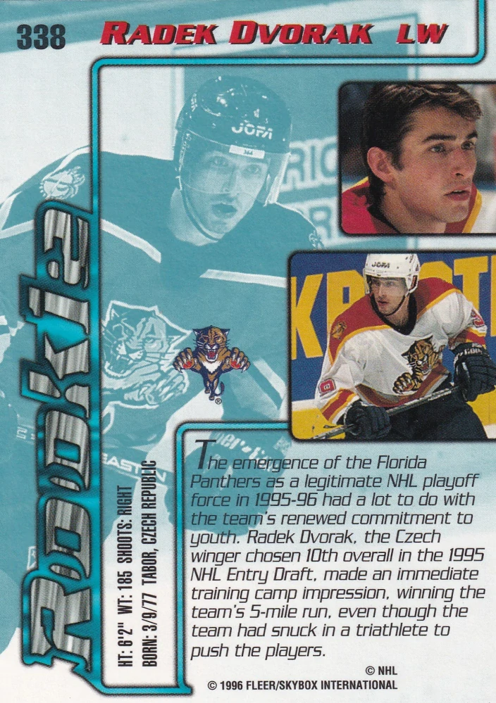 1995-96 Fleer Ultra Extra - Radek Dvořák - Rookie #338