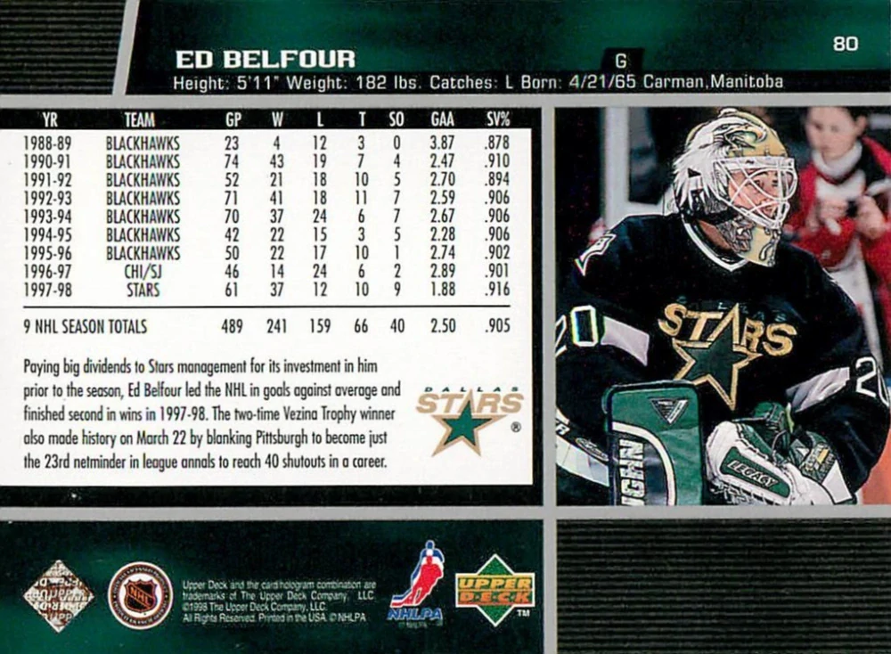 1998-99 UD series 1 - Ed Belfour #80