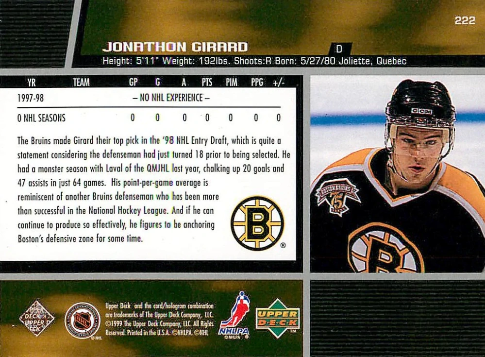 1998-99 UD series 2 - Jonathon Girard #222