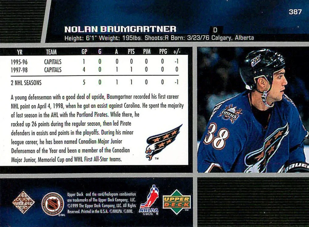 1998-99 UD series 2 - Nolan Baumgartner #387