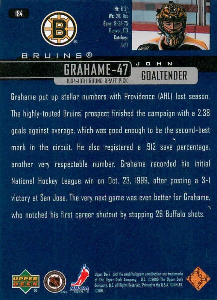 1999-00 UD series 2 - John Grahame #184