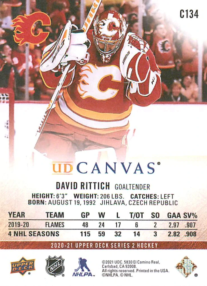 2020-21 UD Series 2 - David Rittich - Canvas #C134