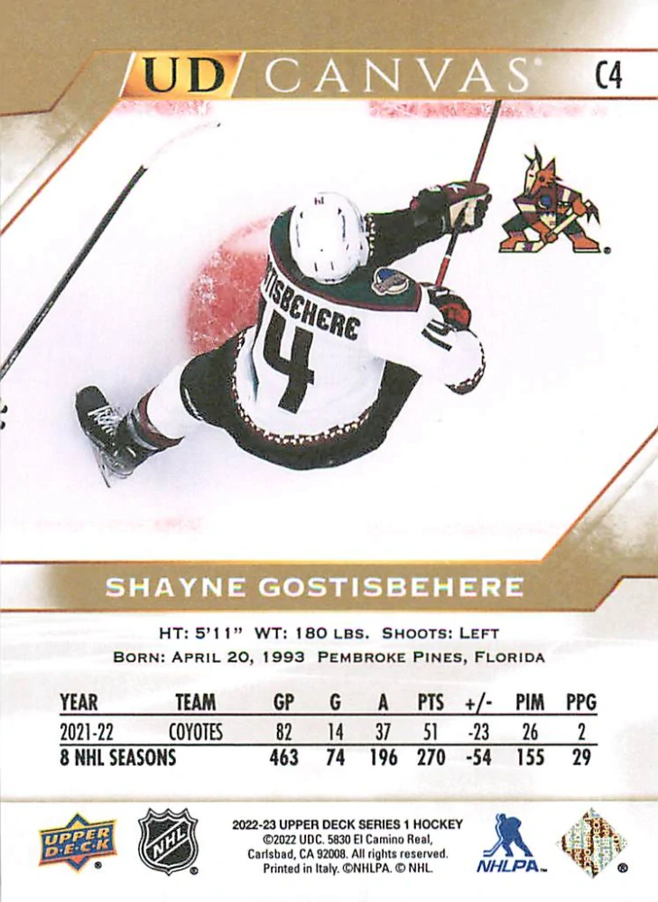 2022-23 UD Series 1 - Shayne Gostisbehere - Canvas #C4