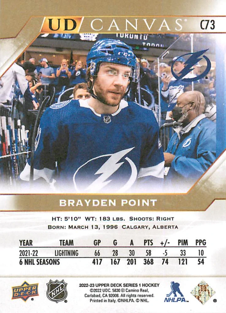 2022-23 UD Series 1 - Brayden Point - Canvas #C73
