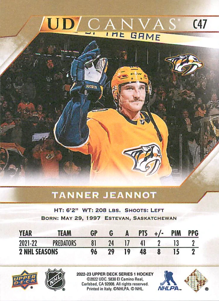 2022-23 UD Series 1 - Tanner Jeannot - Canvas #C47