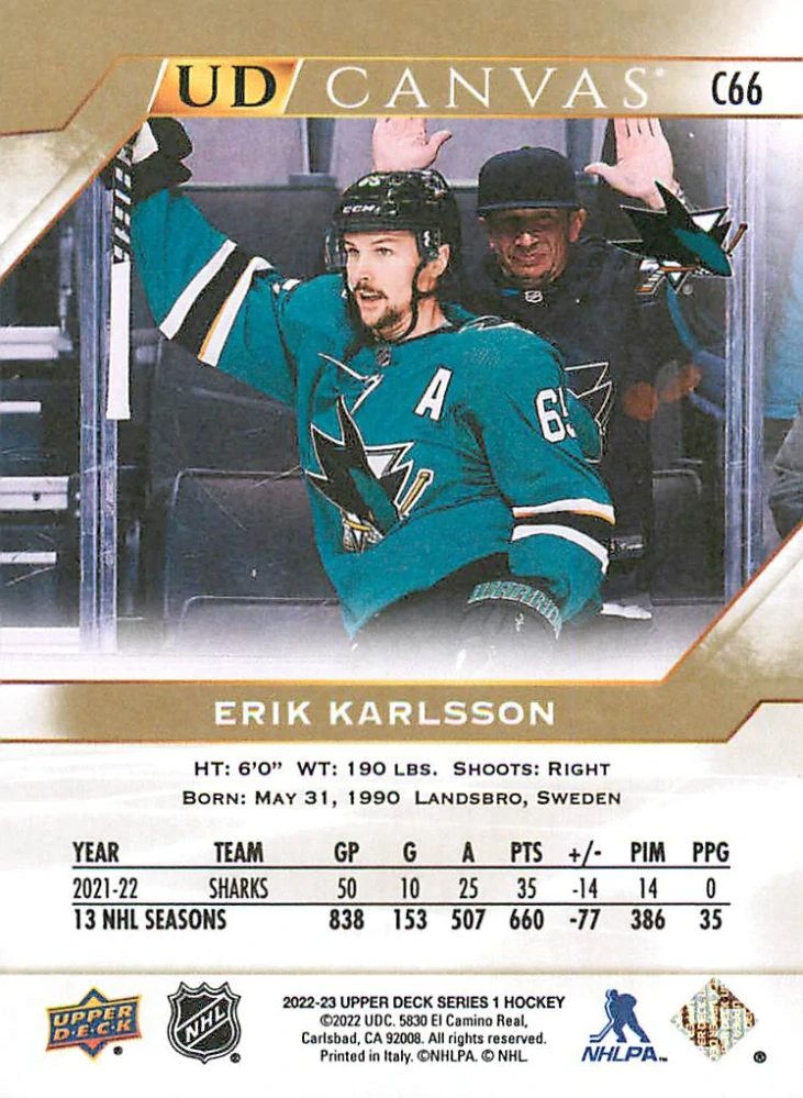 2022-23 UD Series 1 - Erik Karlsson - Canvas #C66
