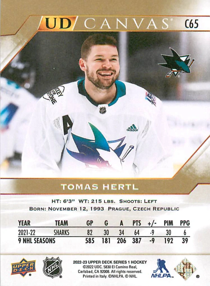 2022-23 UD Series 1 - Tomáš Hertl - Canvas #C65