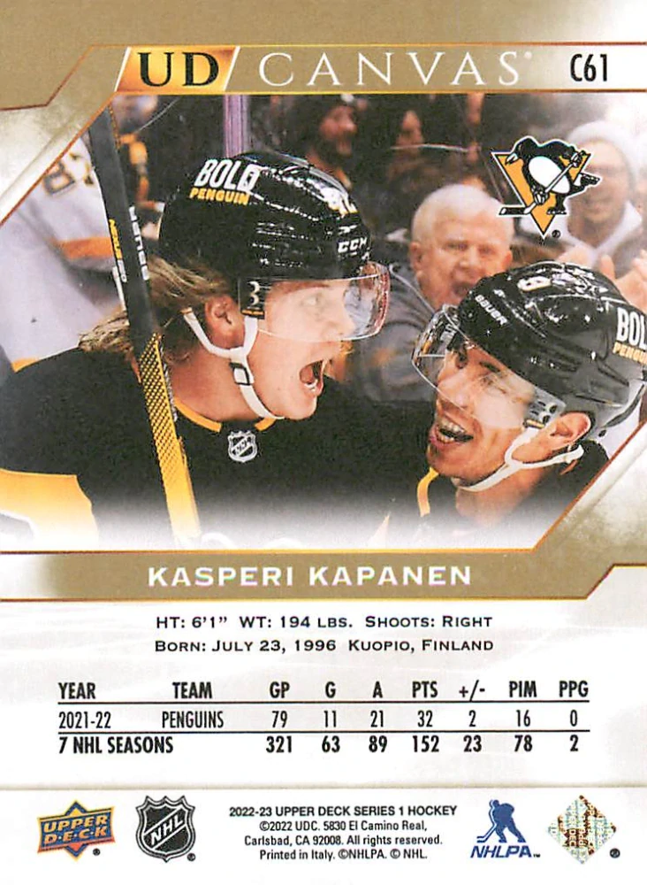 2022-23 UD Series 1 - Kasperi Kapanen - Canvas #C61