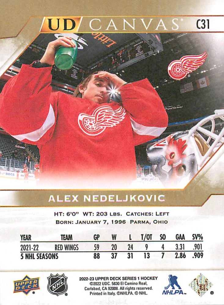 2022-23 UD Series 1 - Alex Nedeljkovic - Canvas #C31