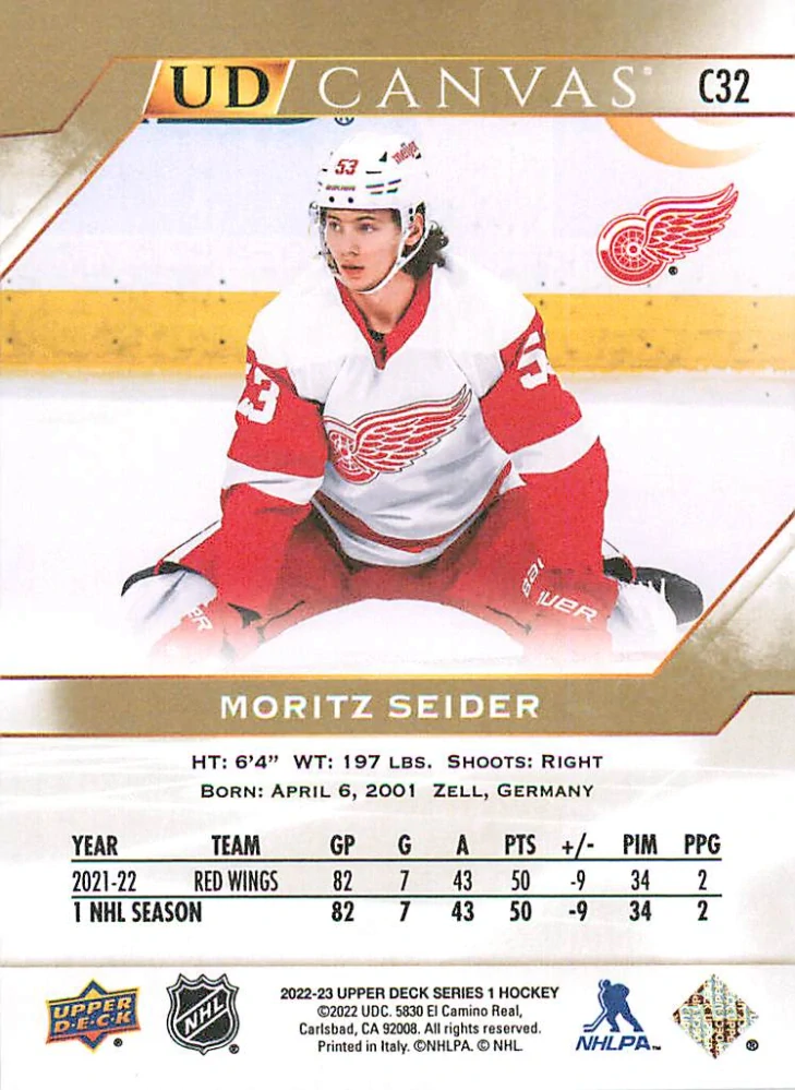 2022-23 UD Series 1 - Moritz Seider - Canvas #C32