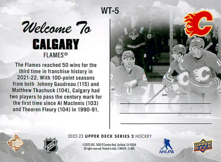 2022-23 UD Series 2 - Welcome To Calgary #WT-5