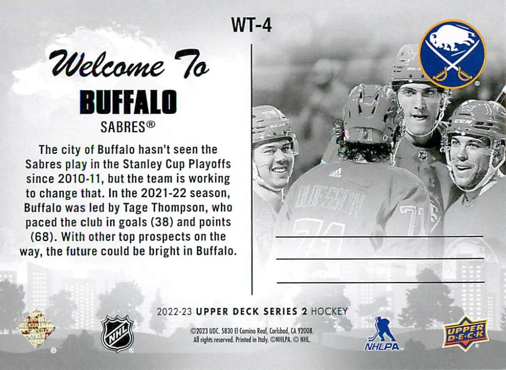 2022-23 UD Series 2 - Welcome To Buffalo #WT-4