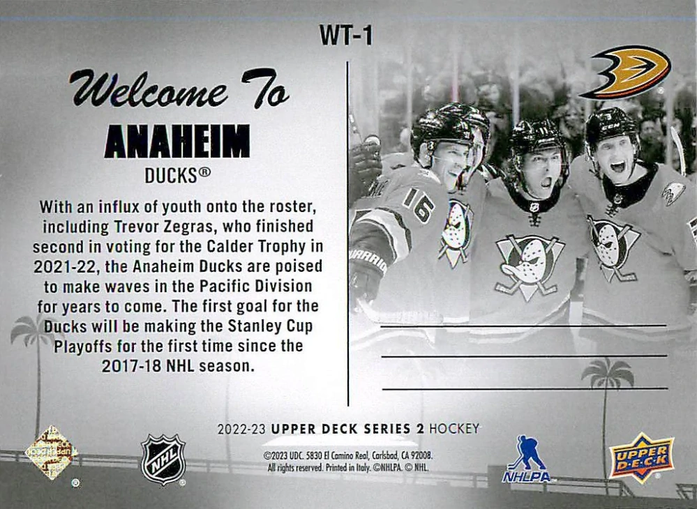 2022-23 UD Series 2 - Welcome To Anaheim #WT-1