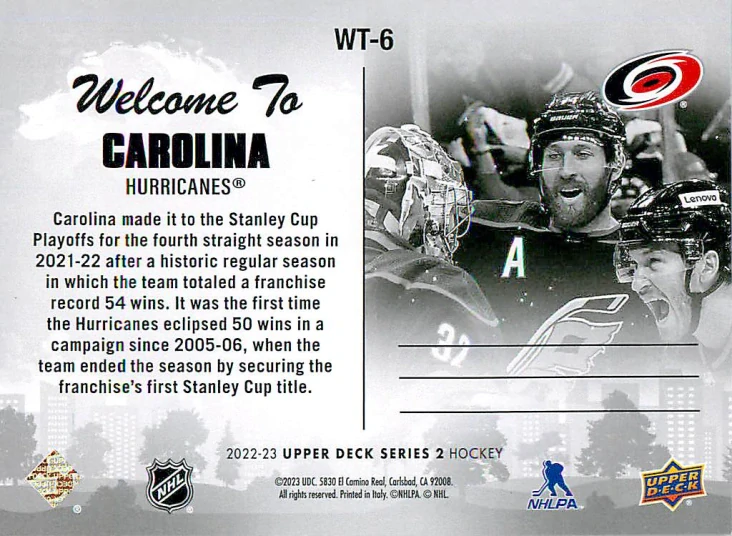 2022-23 UD Series 2 - Welcome To Carolina #WT-6