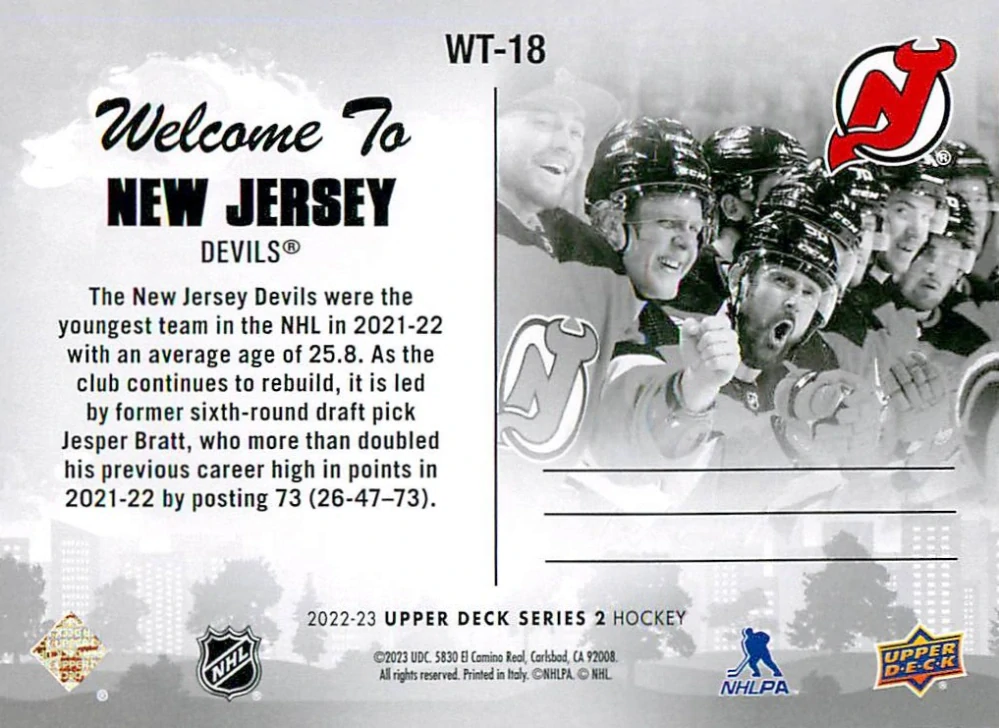 2022-23 UD Series 2 - Welcome To New Jersey #WT-18