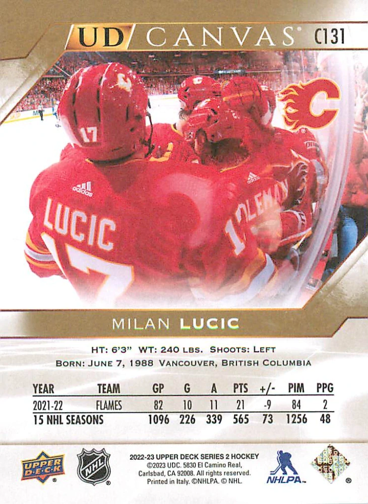 2022-23 UD Series 2 - Milan Lucic - Canvas #C131