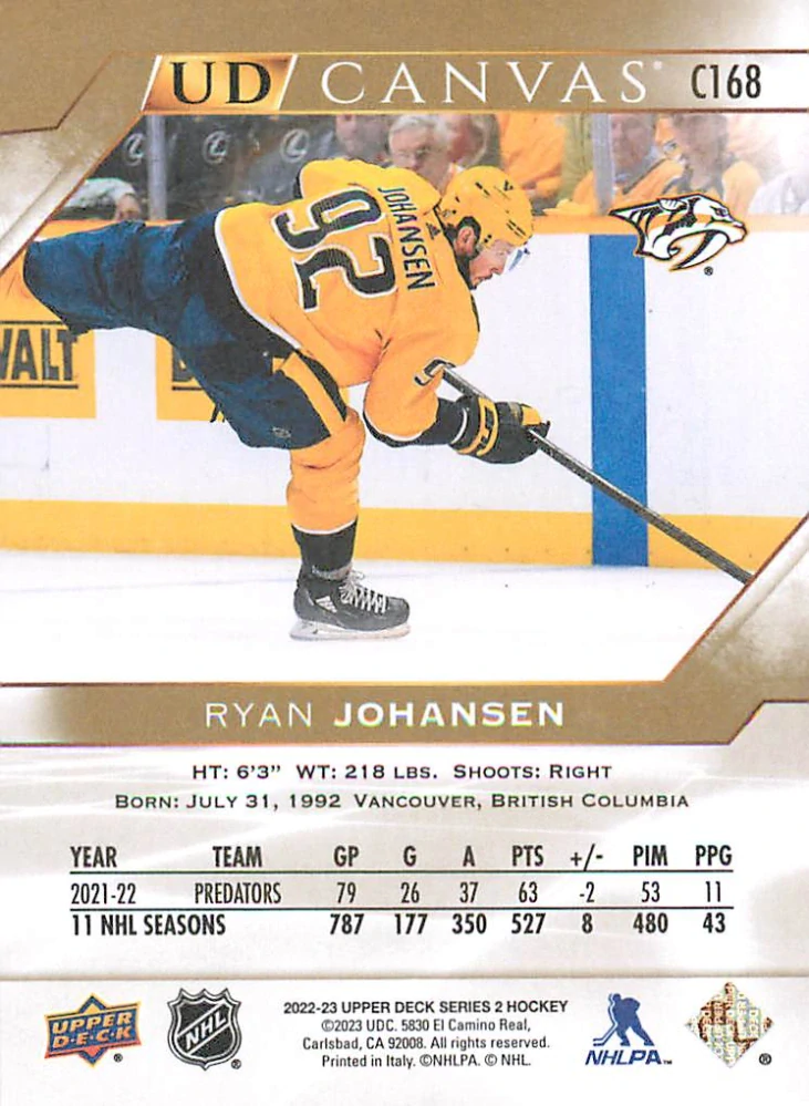 2022-23 UD Series 2 - Ryan Johansen - Canvas #C168