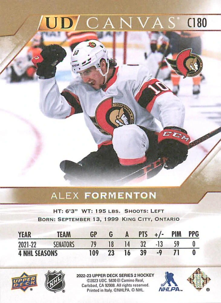 2022-23 UD Series 2 - Alex Formenton - Canvas #C180