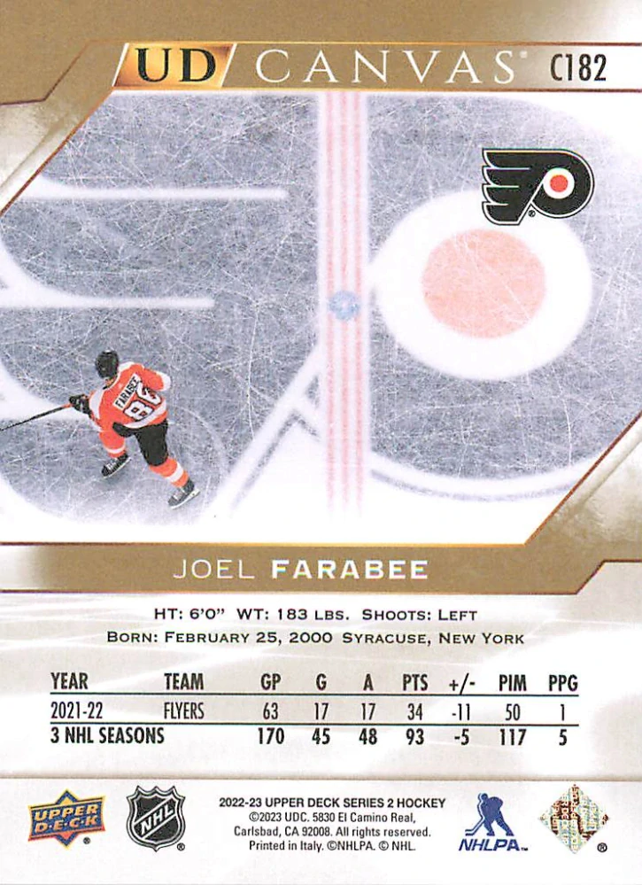 2022-23 UD Series 2 - Joel Farabee - Canvas #C182