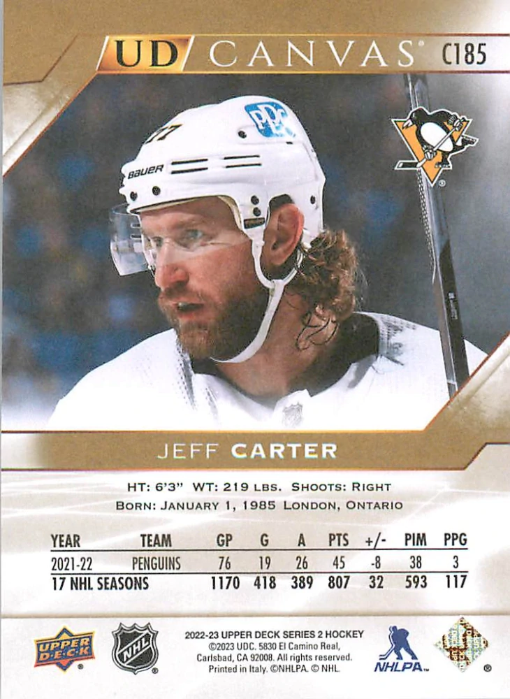 2022-23 UD Series 2 - Jeff Carter - Canvas #C185