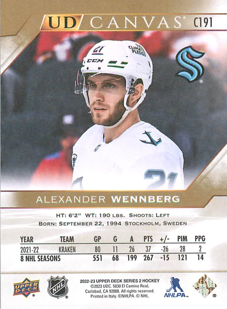 2022-23 UD Series 2 - Alexander Wennberg - Canvas #C191