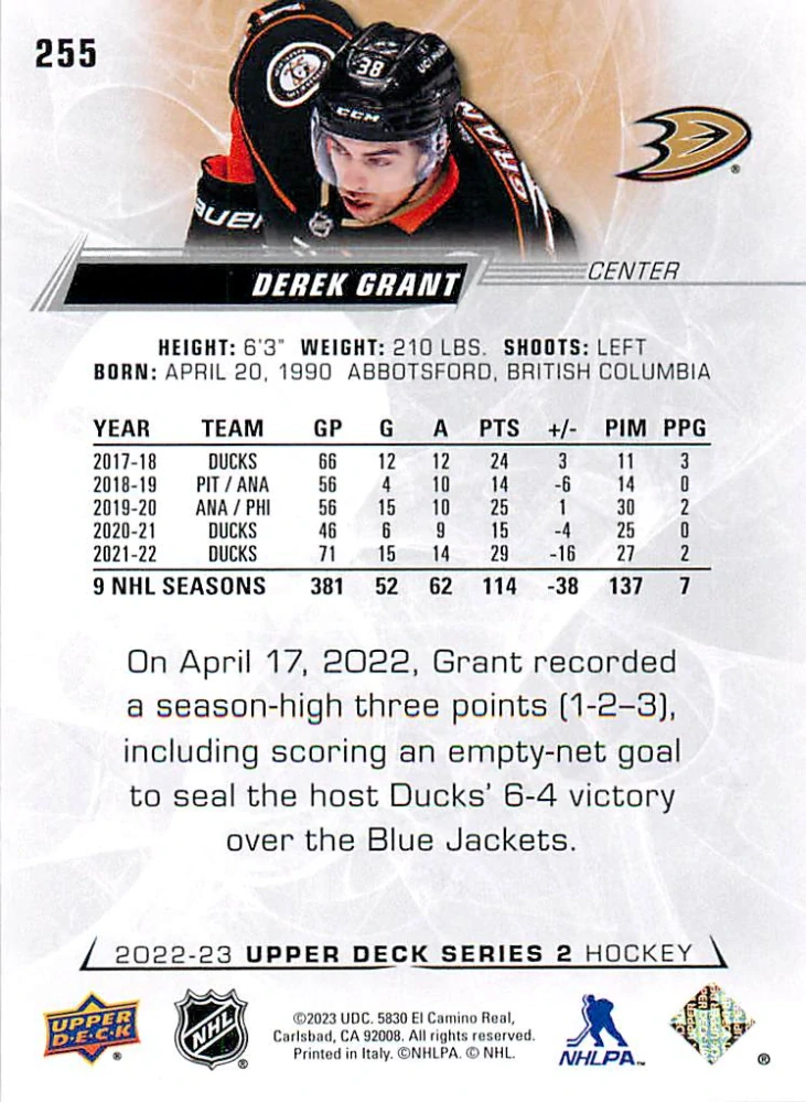2022-23 UD Series 2 - Derek Grant #255
