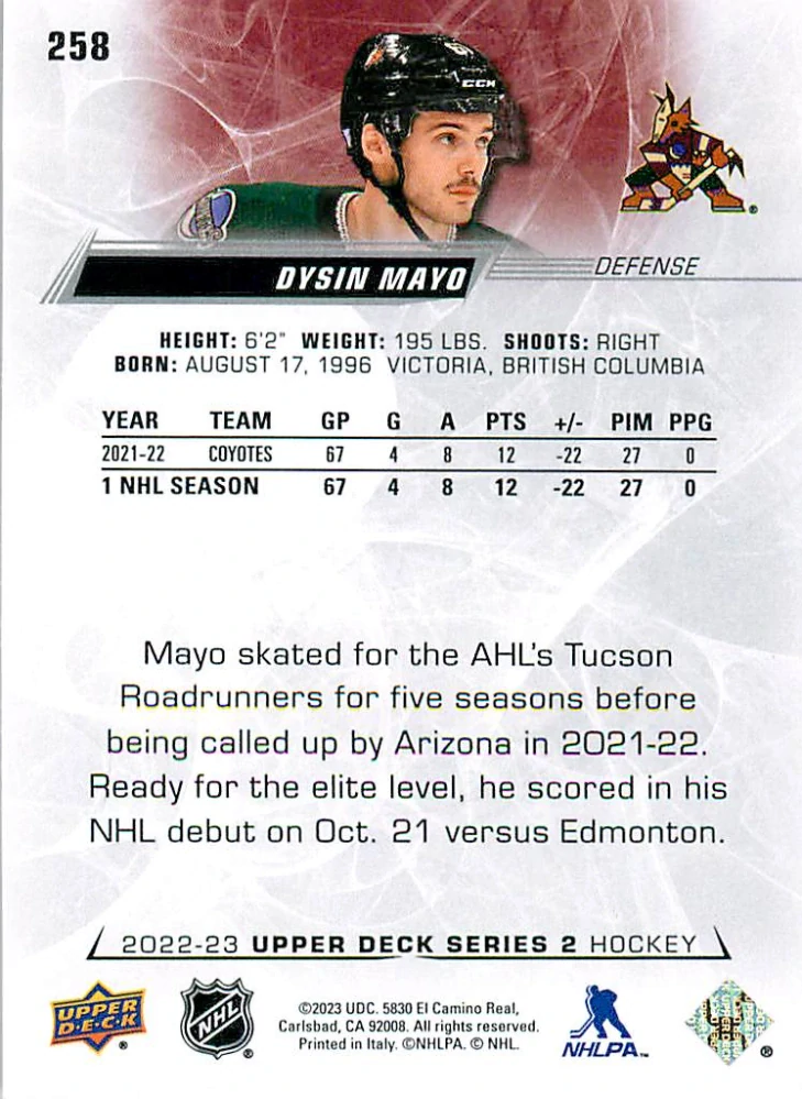 2022-23 UD Series 2 - Dysin Mayo #258