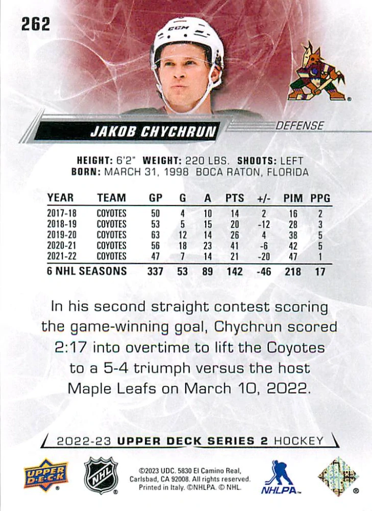 2022-23 UD Series 2 - Jakob Chychrun #262