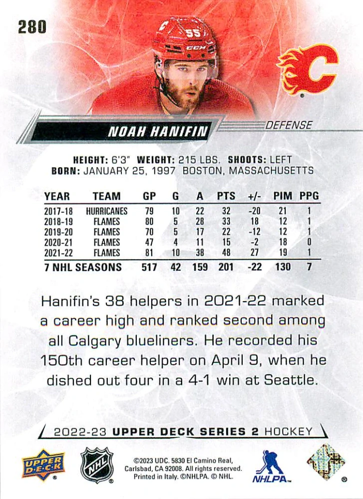 2022-23 UD Series 2 - Noah Hanifin #280