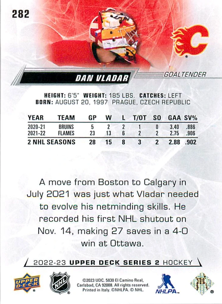 2022-23 UD Series 2 - Dan Vladař #282
