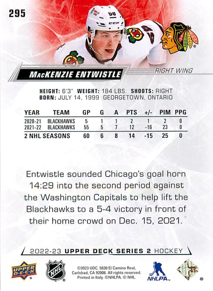 2022-23 UD Series 2 - Mackenzie Entwistle #295