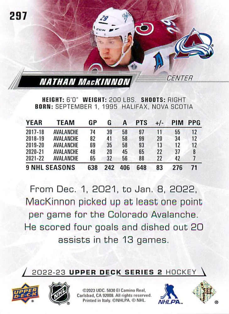 2022-23 UD Series 2 - Nathan Mackinnon