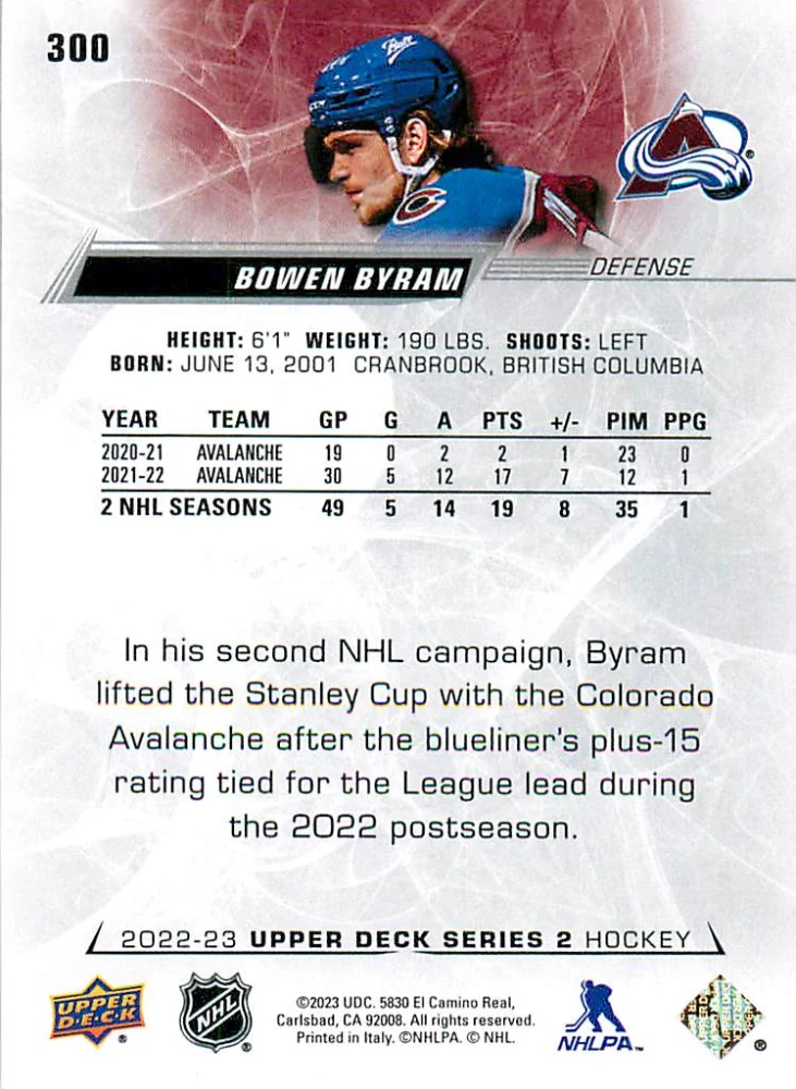 2022-23 UD Series 2 - Bowen Byram #300