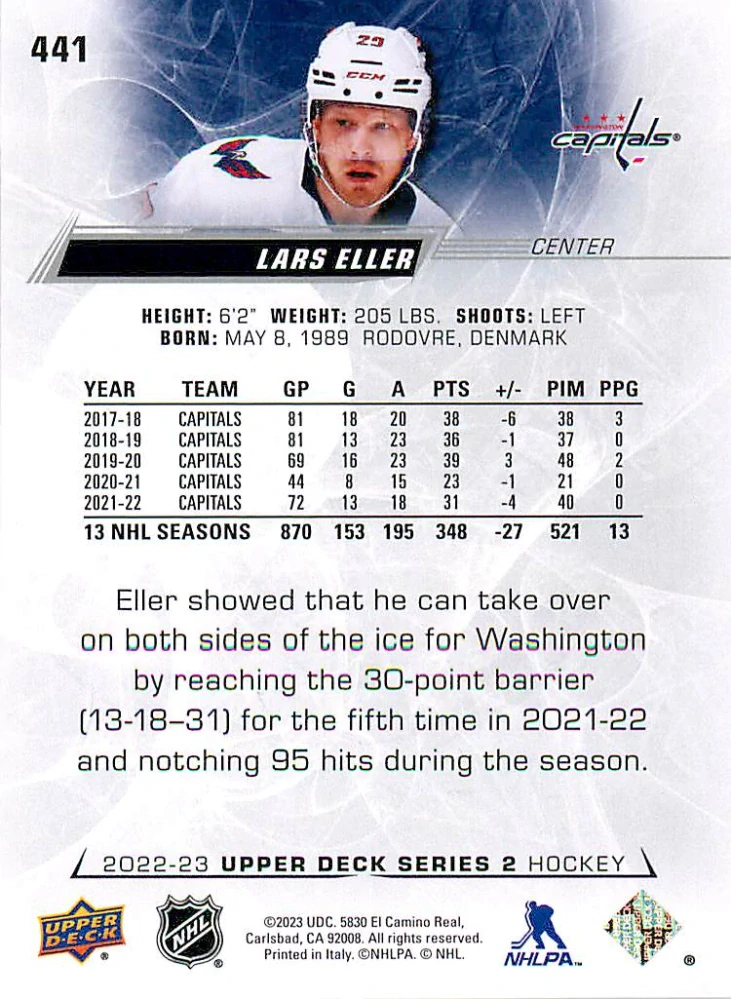 2022-23 UD Series 2 - Lars Eller #441