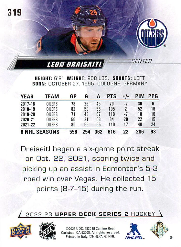 2022-23 UD Series 2 - Leon Draisaitl #319