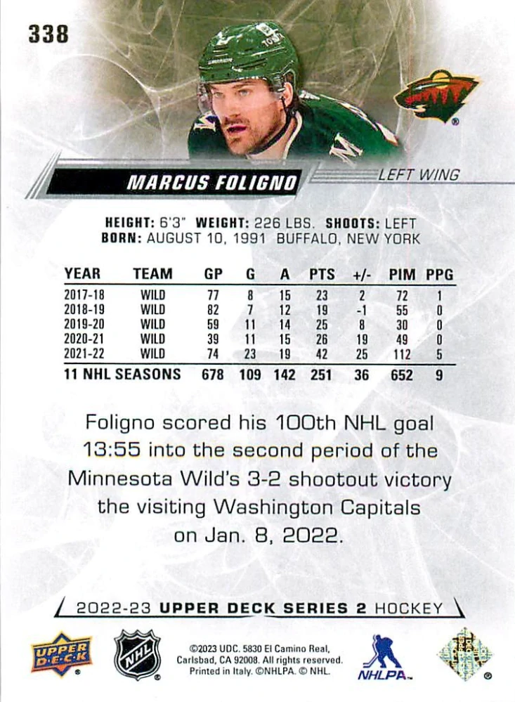 2022-23 UD Series 2 - Marcus Foligno #338