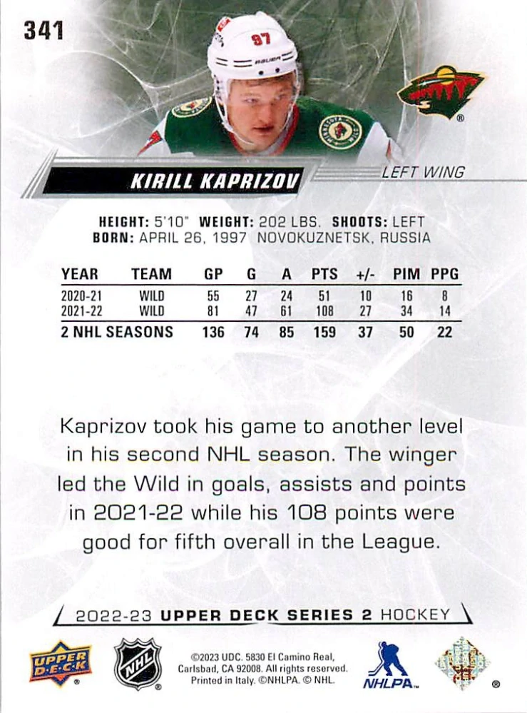 2022-23 UD Series 2 - Kirill Kaprizov #341