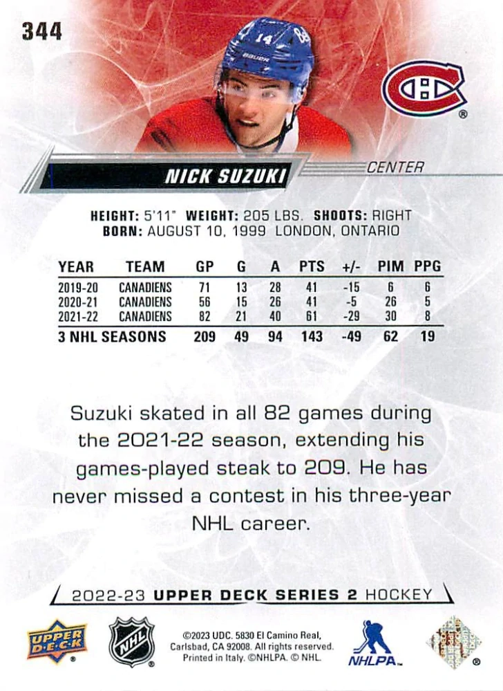 2022-23 UD Series 2 - Nick Suzuki #344