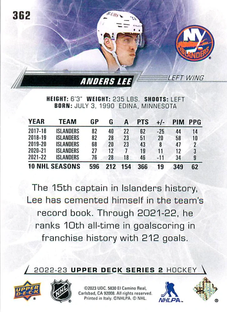 2022-23 UD Series 2 - Anders Lee #362