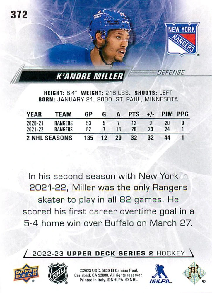 2022-23 UD Series 2 - K'Andre Miller #372