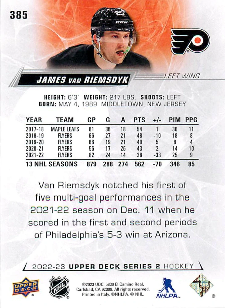 2022-23 UD Series 2 - James Van-Riemsdyk #385