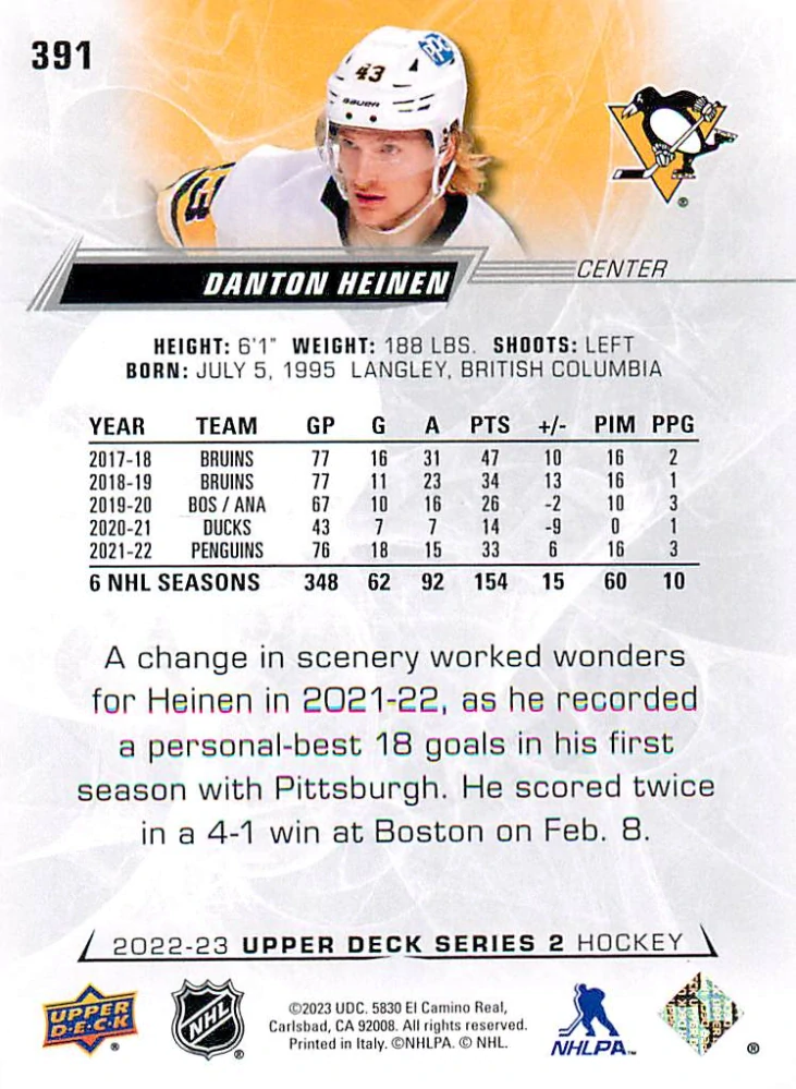 2022-23 UD Series 2 - Danton Heinen #391