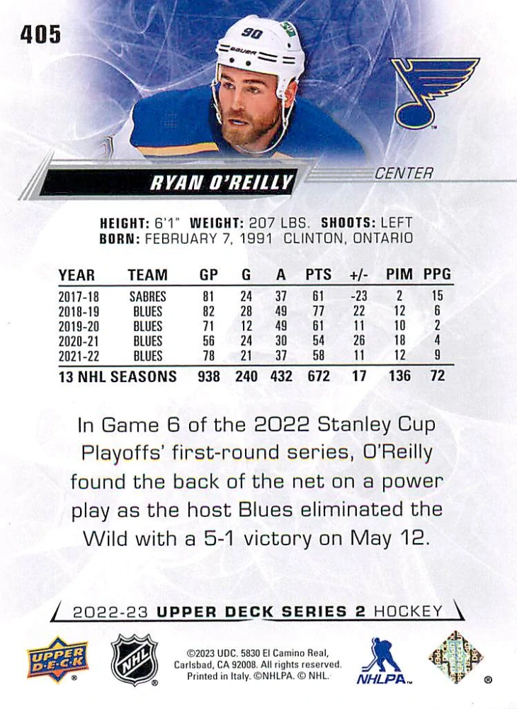2022-23 UD Series 2 - Ryan O'Reilly #405