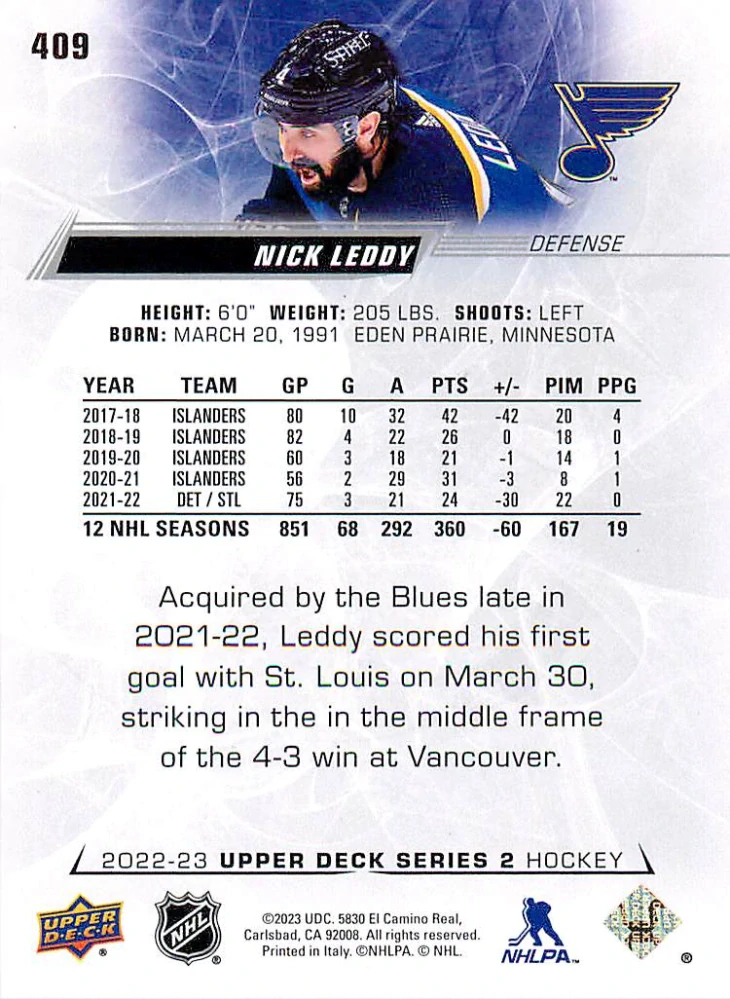 2022-23 UD Series 2 - Nick Leddy #409